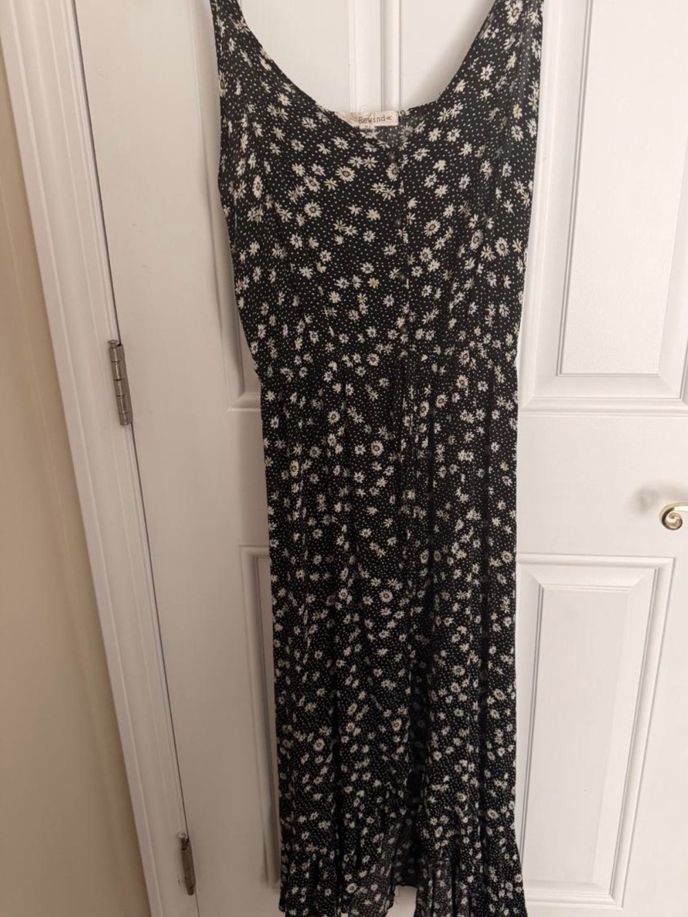 Rewind Black Maxi Dress with White Daisy Pattern